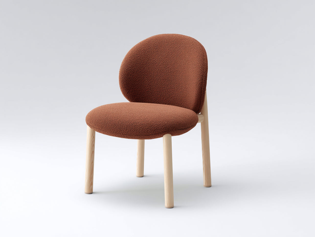 Sillas de comedor tapizadas 52 x 57 x 82 cm - marrón teja y madera natural - diseño curvo