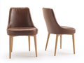 Sillas de comedor de madera y piel sintética 51 x 59 x 88 cm - Marrón-Madera natural - Juego de 2 - Diseño moderno para comedor