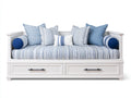Sofás cama de madera 205 x 100 x 88 cm - Blanco-azul - 2 cajones y diseño costero