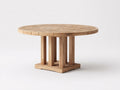 Mesa de jardín redonda de madera 120 x 120 x 75 cm - Madera natural - Base de pedestal y diseño rústico