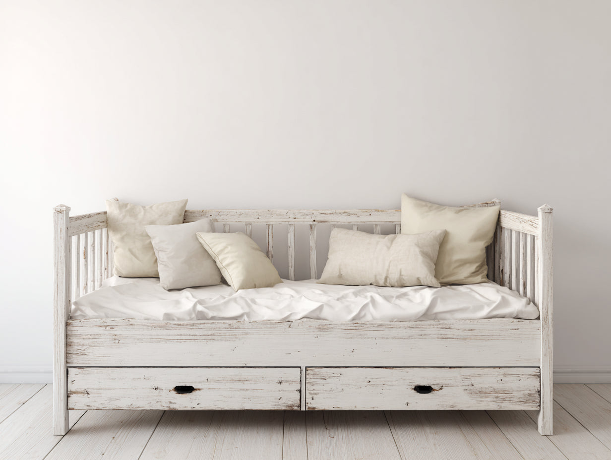 Sofás cama de madera 200x85x75 cm - color blanco - diseño clásico con cajones de almacenamiento