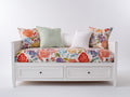 Sofás cama de madera y tejido 202 x 94 x 86 cm - Blanco-Multicolor - 2 cajones - Diseño floral para dormitorio
