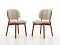 Sillas de comedor de madera tapizadas 52 x 56 x 82 cm - Beige-marrón nogal - Juego de 2 con diseño moderno