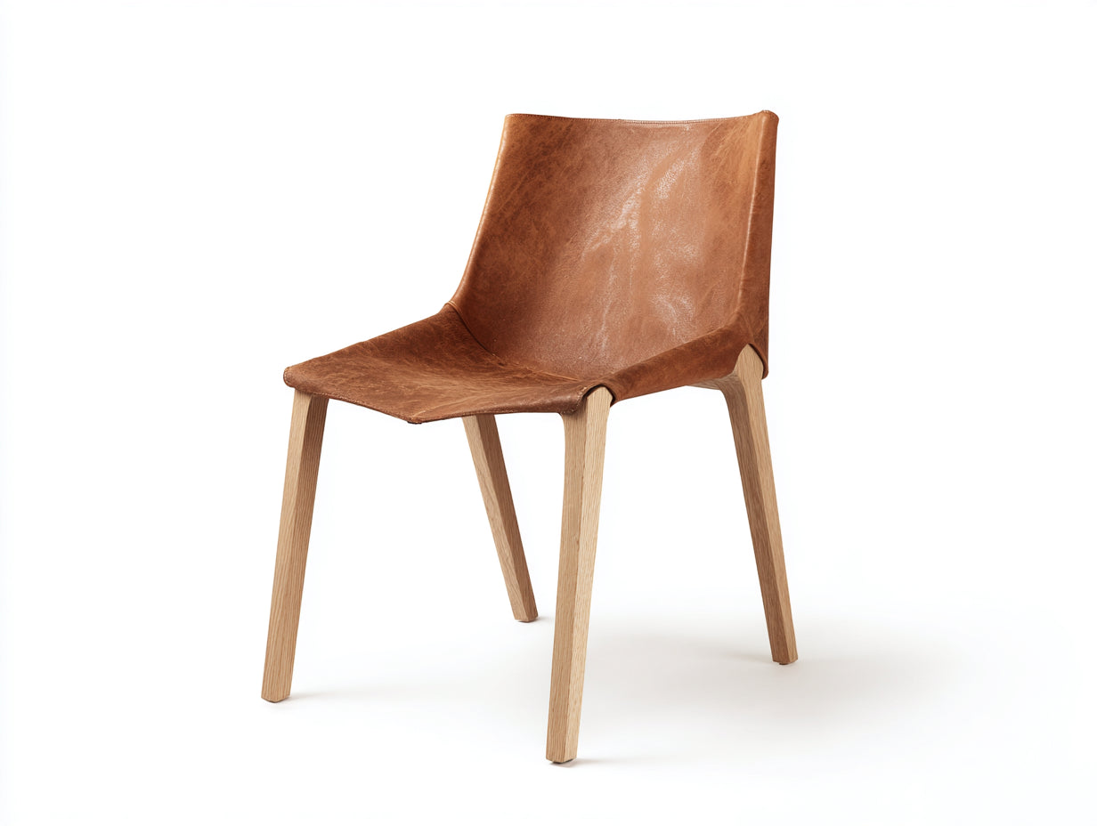 Sillas de comedor tapizadas 50 x 57 x 84 cm - Marrón coñac-roble natural - 1 silla de diseño moderno