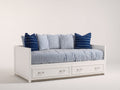 Sofás cama de madera 200 x 95 x 86 cm - Blanco y azul - 2 cajones y diseño clásico