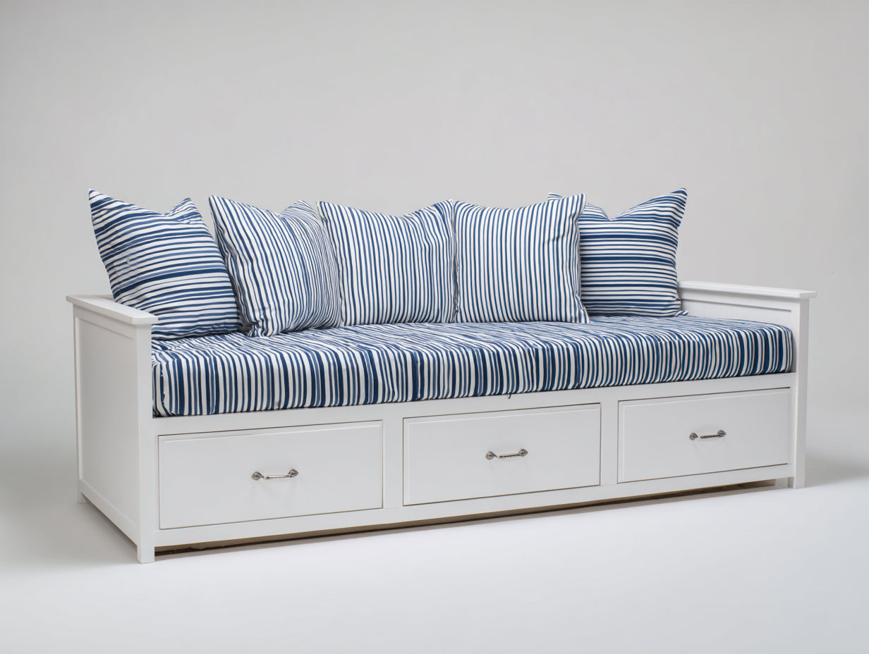 Sofás cama de madera 210 x 100 x 92 cm - blanco - 3 cajones de almacenamiento