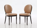 Sillas de comedor de madera y piel sintética 52 x 58 x 92 cm - Marrón claro-Marrón oscuro - Juego de 2 - Diseño clásico para comedor