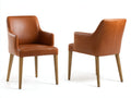 Sillas de comedor tapizadas 58 x 61 x 86 cm - Marrón coñac-roble natural - Juego de 2 con reposabrazos y diseño moderno