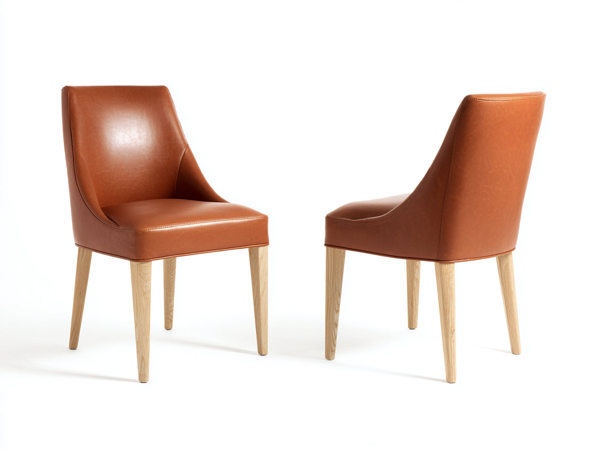 Sillas de comedor tapizadas 55x60x80 cm - color marrón - diseño moderno con estructura de madera