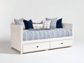 Sofás cama de madera 200 x 95 x 88 cm - Blanco y azul - 2 cajones y estilo clásico