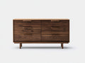 Cómoda de madera 180x40x80 cm - color nogal - diseño moderno con 6 cajones
