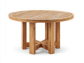 Mesas de jardín de madera 120 x 120 x 75 cm - Madera natural - Tablero redondo de listones - Diseño rústico para terraza