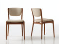 Sillas de comedor de madera tapizadas 49 x 55 x 84 cm - Beige-marrón nogal - Juego de 2 con diseño moderno