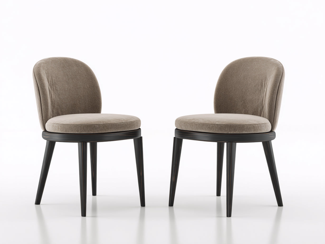 Sillas de comedor tapizadas 54 x 58 x 84 cm - beige y marrón oscuro - juego de 2 unidades