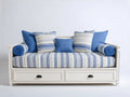 Sofás cama de madera 200x85x75 cm - color blanco y azul - diseño clásico con 2 cajones de almacenamiento