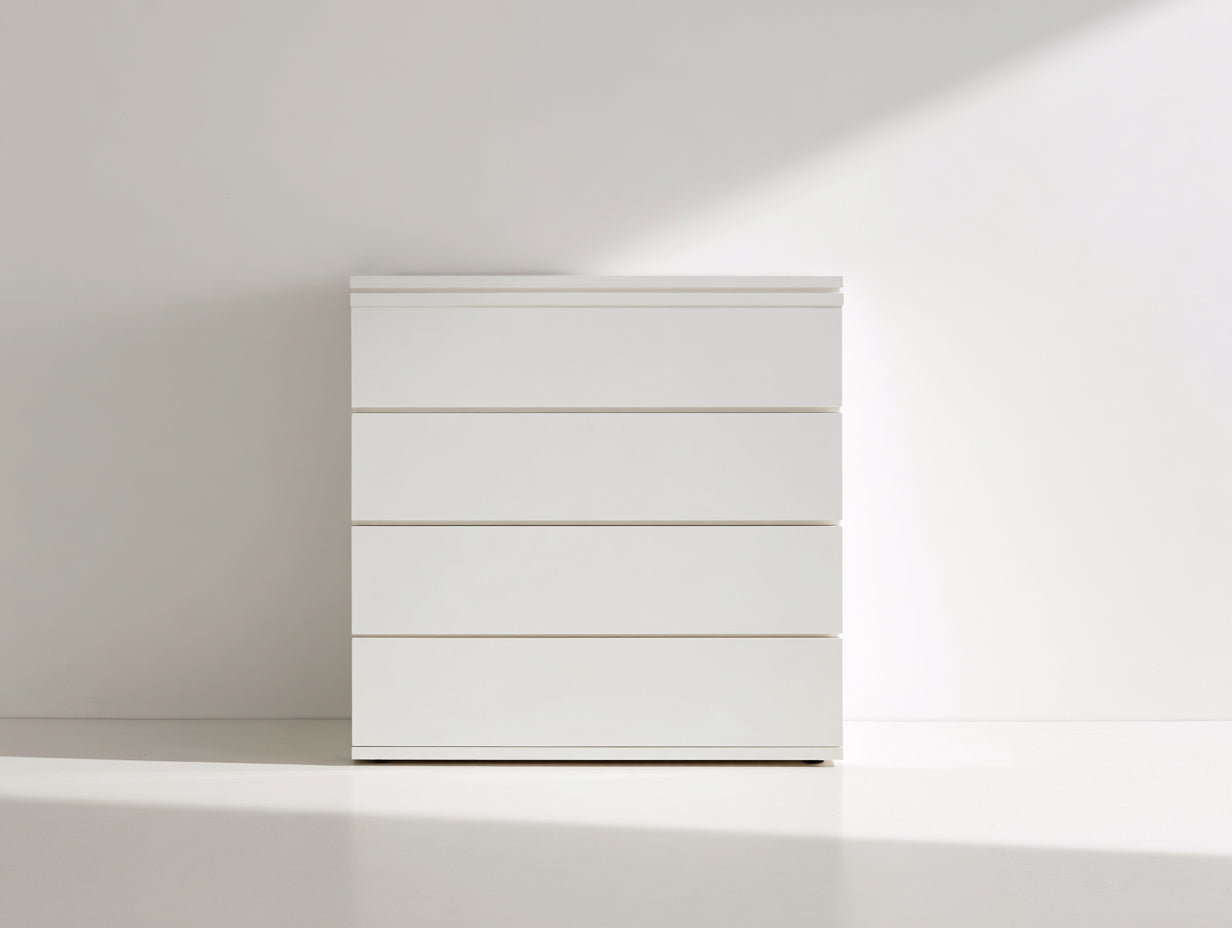 Cómodas de madera 80 x 40 x 95 cm - blanco - 4 cajones y diseño moderno