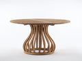 Mesas de jardín de madera maciza 120 x 120 x 76 cm - Marrón natural - Mesa redonda con base escultórica