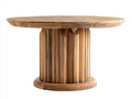 Mesas de jardín de madera maciza 110 x 110 x 76 cm - Marrón natural - Mesa redonda con base acanalada