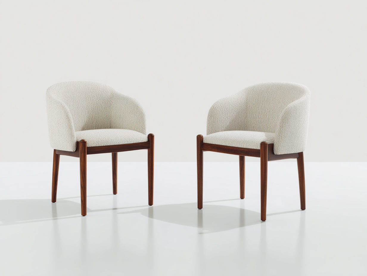 Sillas de comedor de madera 55x60x80 cm - color beige y marrón - diseño moderno con asiento tapizado