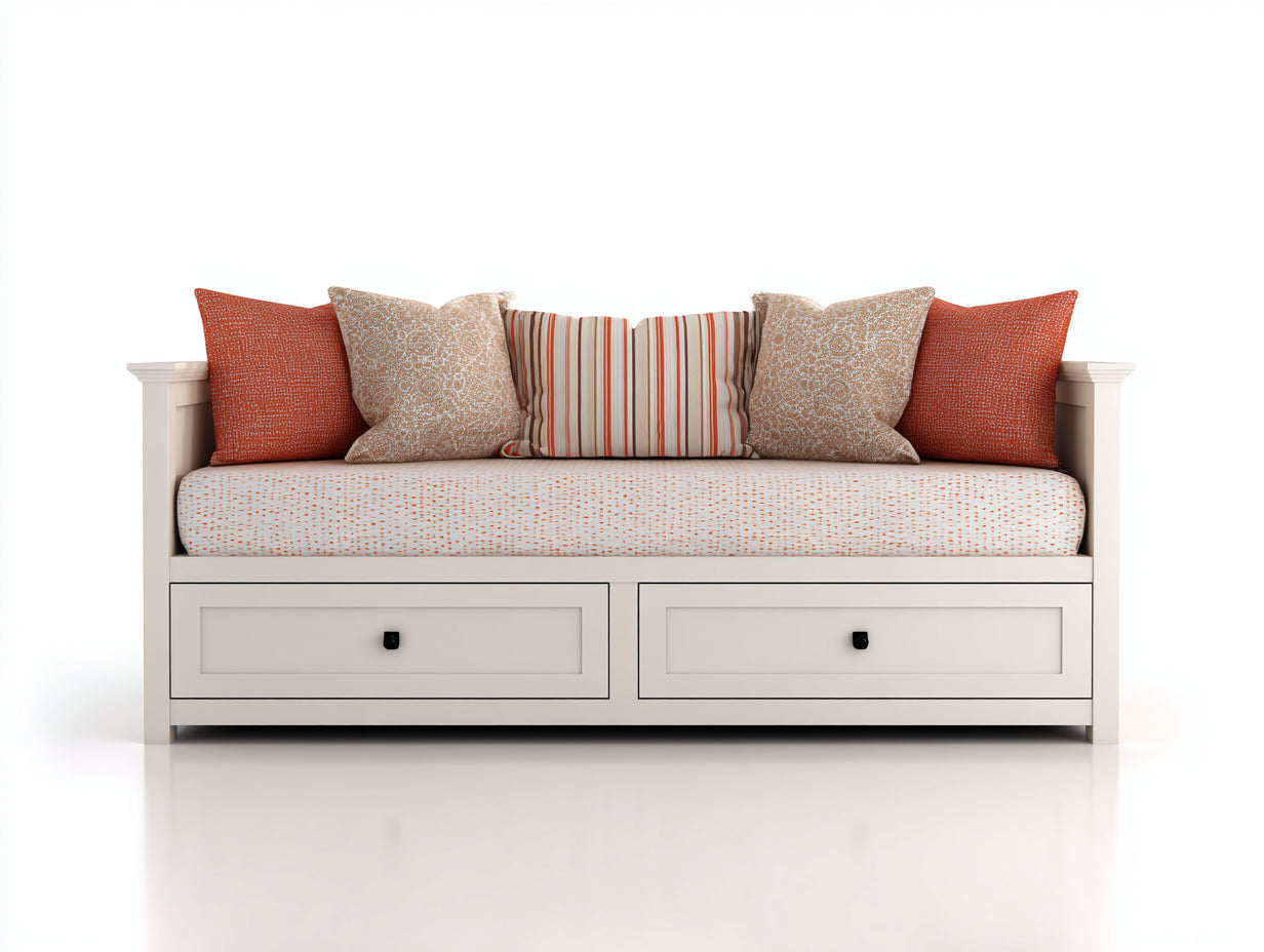 Sofás cama de madera 205 x 100 x 88 cm - blanco crema - 2 cajones de almacenamiento